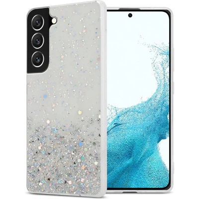 Afbeelding van Cadorabo Hoesje geschikt voor Samsung Galaxy S22 in Transparant met Glitter Beschermhoes van flexibel TPU silicone fonkelende glitters Case Cover Etui