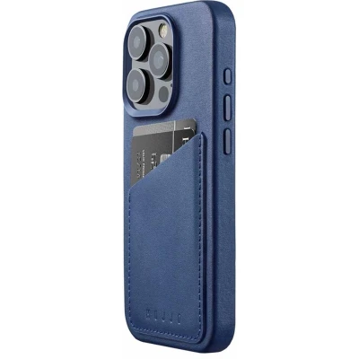 Afbeelding van MUJJO Leather Wallet Case iPhone 15 Pro blauw CL 040 BL