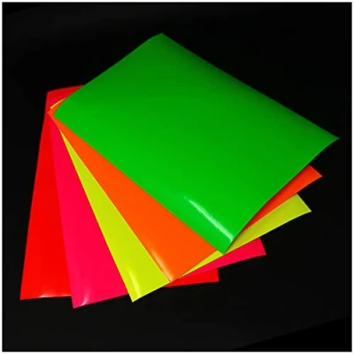 Afbeelding van DIN A4 vel knutselfolie zelfklevend kunstenaarsfolie plotterfolie plotfolie folie knutselen (neon complete set, set van 5 vellen)