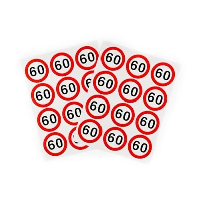Afbeelding van Decoratie voor 60e verjaardag, verkeersborden, rood/wit, originele verjaardagsdecoratie een geslaagde vrouw of man Tiwoca