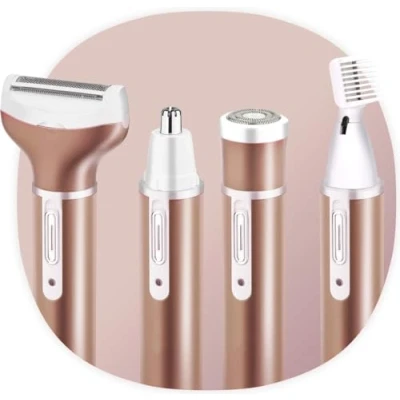 Afbeelding van Smart Tech 4 in 1 Ladyshave Oplaadbaar Wenkbrauw trimmer Neus en oor Rose Gold