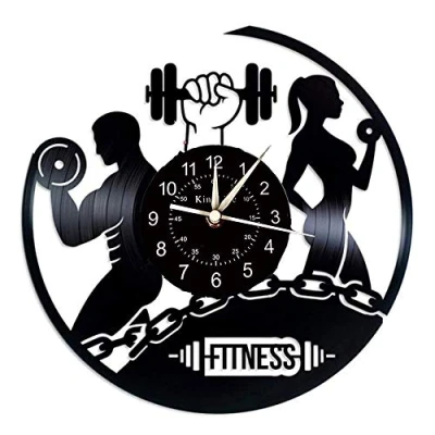 Afbeelding van Smotly Vinyl Record Wandklok, Modern Design Bodybuilding Gym Thema Cadeau Idee, Handgemaakte Thuis Wandklok
