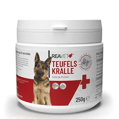 Afbeelding van ReaVET Afrikaanse duivelsklauw voor honden en katten, 250 g, natuurzuiver van premium kwaliteit, ondersteunt beweeglijkheid gewrichtsfunctie, duivelsklauwen poeder, gewrichtspoeder zonder toevoegingen