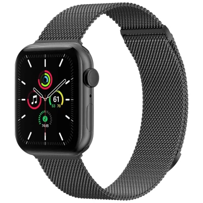 Afbeelding van Apple Watch bandje Milanees Zwart Geschikt voor Series1/2/3/4/5/6/7/8/9/10/SE (38/40/41 mm) Series 10 (42 Maat M