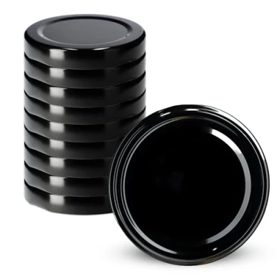 Afbeelding van KADAX Schroefdeksel met diameter van 58 mm, metalen twist off deksel, reservedeksel voor potten en flessen, deksel 4 inkepingen inmaakpotten, zwart, 10 stuks