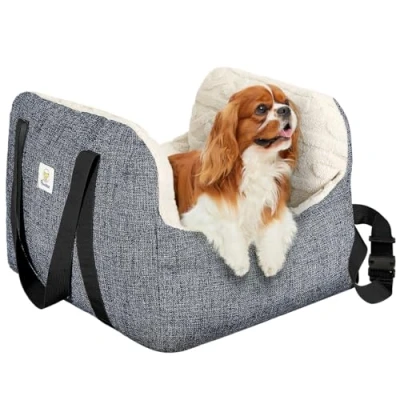 Afbeelding van Pawaboo Autostoel voor kleine honden, hondenverhoger, autostoeltje puppystoel auto met vaste gesp en veiligheidsriem, verdikt hondenbed, autostoel, reismand huisdieren