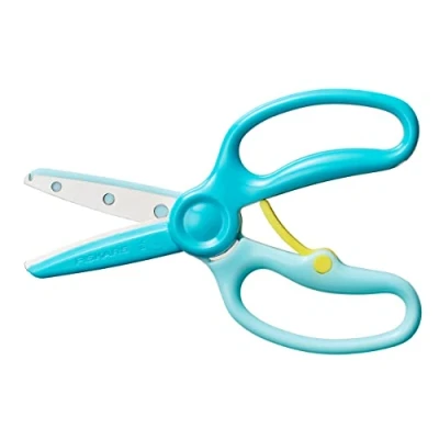 Afbeelding van Fiskars Kinderschaar, vanaf 3 jaar, om te leren knippen, lengte: 13 cm, metalen blad met kunststof coating/kunststof greep, blauwgroen, Training, 1064068