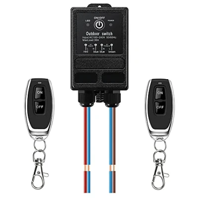 Afbeelding van ZHOFONET IP65 waterdichte afstandsbediening schakelaar, AC 110 V/220 V/230 V/240 V draadloze 40 A relais RF schakelaar met 328 ft lang bereik, voor rolpoorten, verlichting en