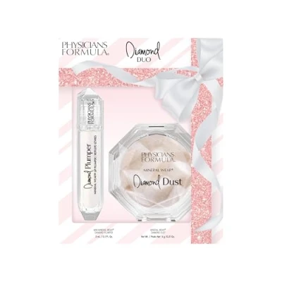 Afbeelding van Physicians Formula Mineral Wear Diamond Duo Set, Make up Set met Translucent Setting Powder en Lip Plumper, Voedende Formules Verhelderende Mineralen Vitamine E voor een Stralende