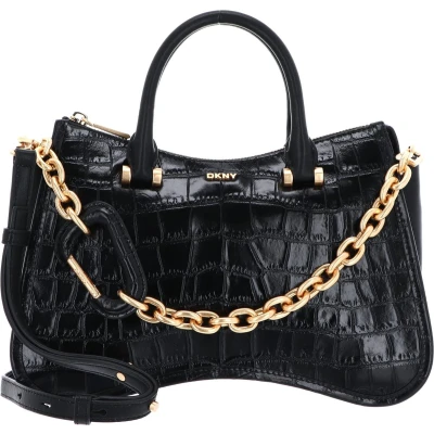 Afbeelding van DKNY Adria Satchel Handtas, Dames, Maat: One Size, Black/gold