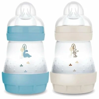 Afbeelding van Set van 2 Babyflessen MAM Easy Start Antikoliek 160 ml Flow 1 speen Oceaan + Zand