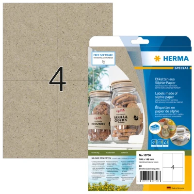 Afbeelding van Etiket HERMA 10756 105x148 mm silphie bruin 80stuks
