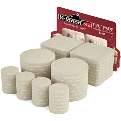 Afbeelding van Yelanon vilten meubelpads 56 stuks (25+50) mm zelfklevende, stoelkussens, anti kras vloerbeschermers voor meubelpoten, stoelpoten, meubelvilten pads hardhouten vloeren, beige
