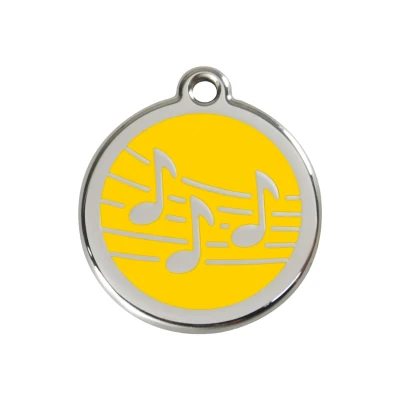 Afbeelding van Music Yellow roestvrijstalen hondenpenning medium/gemiddeld dia. 3 cm RedDingo