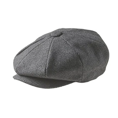 Afbeelding van Peaky Blinders Platte pet, Newsboy stijl, grijs (krijtstreep), L