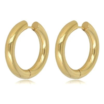Afbeelding van grote goudkleurige oorring 30x5 mm Klassieke Met luxe cadeauverpakking