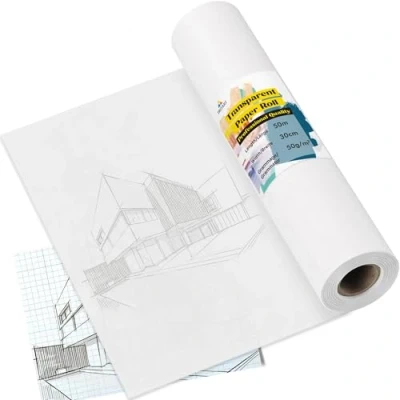 Afbeelding van Tritart transparant tekenpapier rol van 30 cm x 50 m Overtrekpapier voor schetsen Patroonpapier architecten of kleermakers Papier gsm