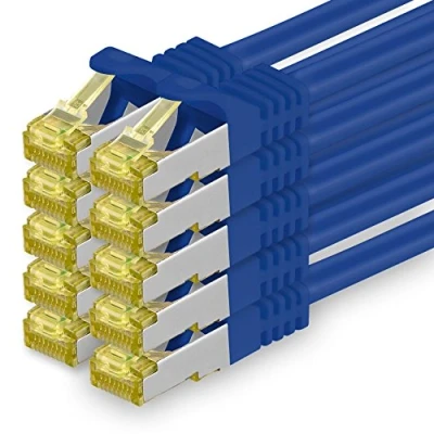 Afbeelding van Cat.7 Ethernet Cable Gigabit LAN Netwerkkabel RJ45 1m blauw 10 stuks Cat7 Kabel netwerk ruwe Gb s SFTP PIMF LSZH set Patchkabel met Rj 45 connector Cat.6a