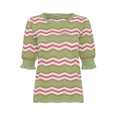 Afbeelding van Fransa Frflorian Tshirt print, Dames, Maat: Large, Forest shade mix