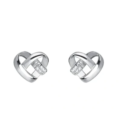 Afbeelding van EVELYN Oorstekers voor dames, 925 Sterling zilver, perzik, hart, liefde, oorbellen van Oostenrijkse kristallen zirkonia,