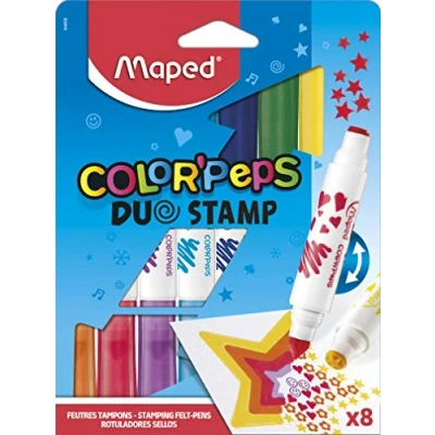 Afbeelding van Maped viltstift ColorPeps Duo Stamp, etui van 8 stuks in geassorteerde