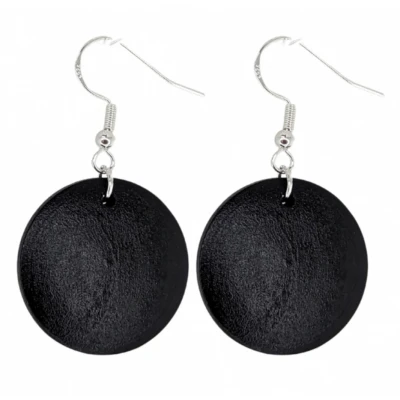 Afbeelding van Zilveren oorhangers hout zwart 3 cm Tordis Charme Bijoux