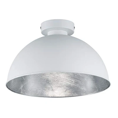 Afbeelding van Reality Leuchten Plafondlamp Jimmy, 1 x E27 zonder lamp, diameter 31 cm, hoogte 19 buiten wit, binnenkant zilver, R60121001