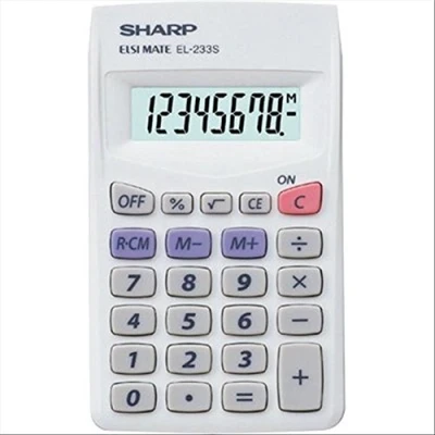 Afbeelding van Calculator Sharp EL233SB grijs pocket per 40