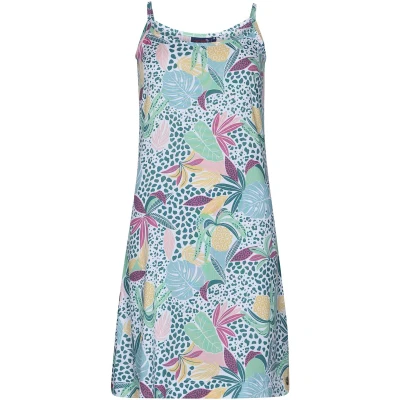 Afbeelding van Rebelle Jurk Tropical Jungle Viscose Wit/Multi Spaghetti bandjes Maat 36