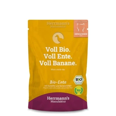 Afbeelding van Herrmann&#039;s Bio Selection kat Eend met aardappel 100 gr. per 20 stuks