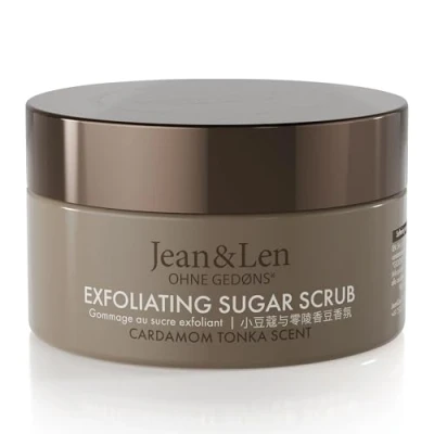 Afbeelding van Jean &amp; Len Antioxidant Sugar Scrub Kardemom Tonka, voor een geurige reiniging, met rijke oliën, hoogwaardige pot, suikerscrub zonder parabenen siliconen, 200 ml