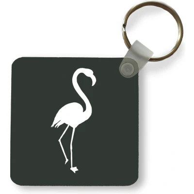 Afbeelding van Sleutelhanger Uitdeelcadeautjes Flamingo Silhouette Wit Plastic