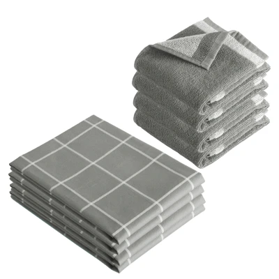 Afbeelding van Byrklund Keuken en Theedoeken set Do Dishes &amp; Dry Hands Grijs 8 delig