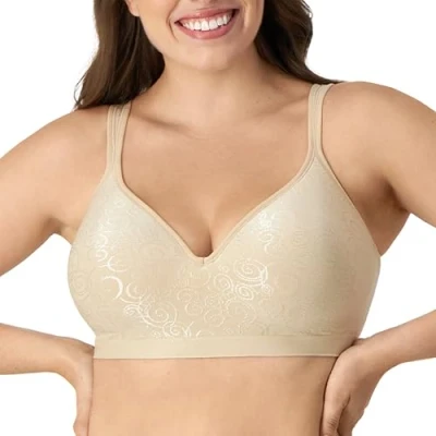 Afbeelding van Bali Women&#039;s Revolution, volledig dekkende, draadloze, draadloze beha voor dagelijks gebruik met coole comfortabele stof, ondoorzichtig, Lichtbeige Swirl, 85D