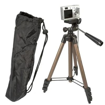 Afbeelding van TronicXL Tripod 19N universele camera statief 105cm geschikt voor Canon Fuji Nikon Samsung Rollei Sony Canyon Videostatief Fotostatief compacte draagtas waterpas