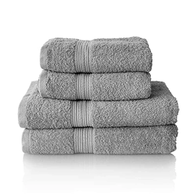 Afbeelding van Glart Premium badstoffen handdoekenset, kleur: ZILVERGRIJS, 2 douchehanddoeken van 70 x 140 cm en handdoeken 50 100