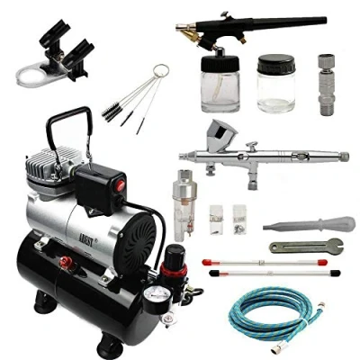 Afbeelding van ABEST airbrush compressorkit: luchtslang, houder, minifilter, double action mechanisme voor nail art, tijdelijke tatoeages, hobby 1 schildergereedschap