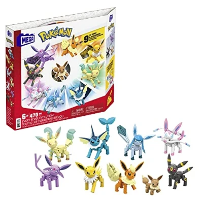 Afbeelding van MEGA Pokémon Eevee met alle evoluties, bouwset, Vaporeon, Jolteon, Flareon, Espeon, Umbreon, Leafeon, Glaceon, Sylveon, 470 onderdelen, vanaf 6 jaar, GFV85