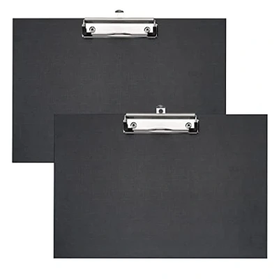 Afbeelding van VELOFLEX A481798 Klembord liggend, DIN A4, 2 stuks, zwart, schrijfbord met metalen klem en ophanglus