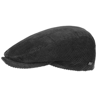 Afbeelding van Lipodo Cord Flatcap heren/dames/kinderen Made in Italy van katoen met voering Capmaten 49 61 cm cap zomer/winter 53 zwart