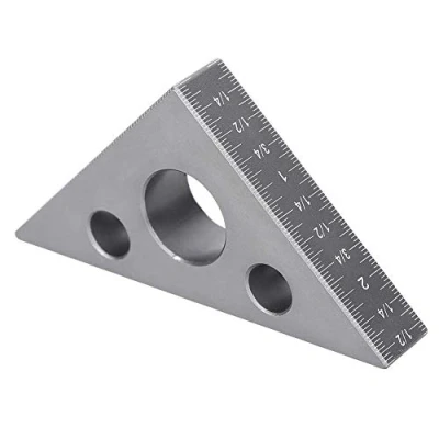 Afbeelding van Driehoekige Liniaal, 45/90 Graden Aluminiumlegering Driehoek Liniaal 3,7 X 2,7 0,6 Inch Mat Rechthoekig Meetinstrument DIY Houtbewerkingsgereedschap