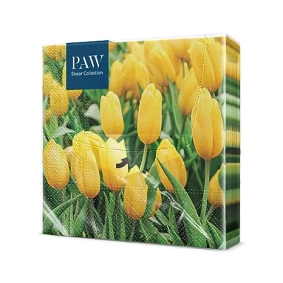 Afbeelding van PAW Papieren Servetten 3 laags (33 x 33 cm) I 20 Stuks Gedrukt met Inkt op Waterbasis Verjaardag Decoratie Tafelversiering Natuur, Dieren Motief Kleur: Tulips Field