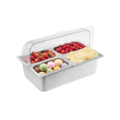 Afbeelding van VEVOR Serveercontainer Catering Kruidendispenser 4 x 1/4 Containers met Deksel