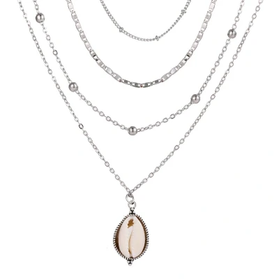 Afbeelding van Jomide Ketting Bohemian Beach Shell Zilverkleurig 4 delig