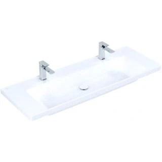 Afbeelding van Villeroy &amp; Boch Subway 3.0 dubbele meubelwastafel wit ceramic+ (130 x