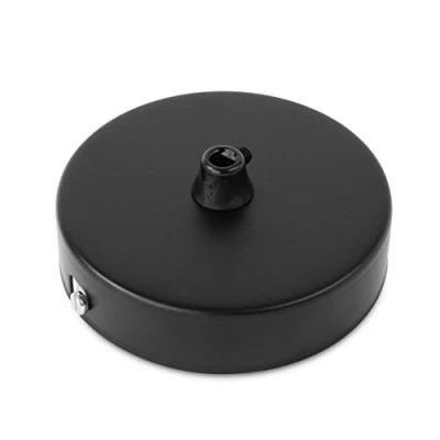 Afbeelding van Plafondbaldakijn lampkap metaal 100x24mm, zwart incl. trekontlasting van kunststof