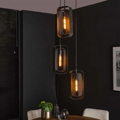 Afbeelding van Hoyz Collection Hanglamp 3L Mesh Rotate Artic Zwart