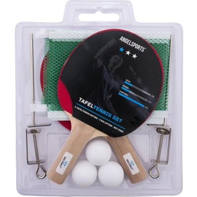 Afbeelding van Tafeltennis set met 2 batjes, 3 ballen en net Tafeltennisset