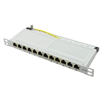 Afbeelding van CAT6a patch panel 12 poorts STP 0.5U grijs Netwerkkabel Computerkabel Kabel