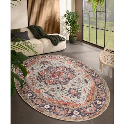 Afbeelding van Buitenkleed Ovaal Vintage Valenca Fino Groen/blauw 80x150 Cm